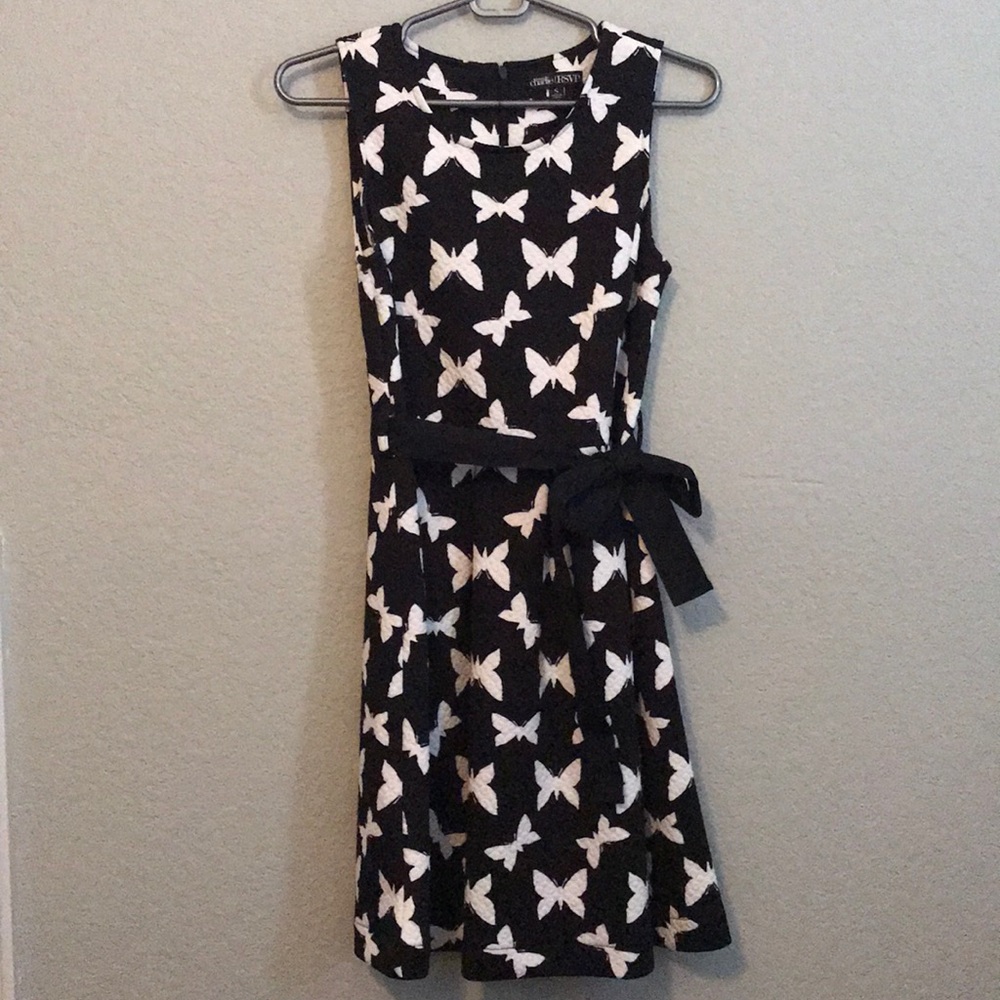 Black and white butterfly dress